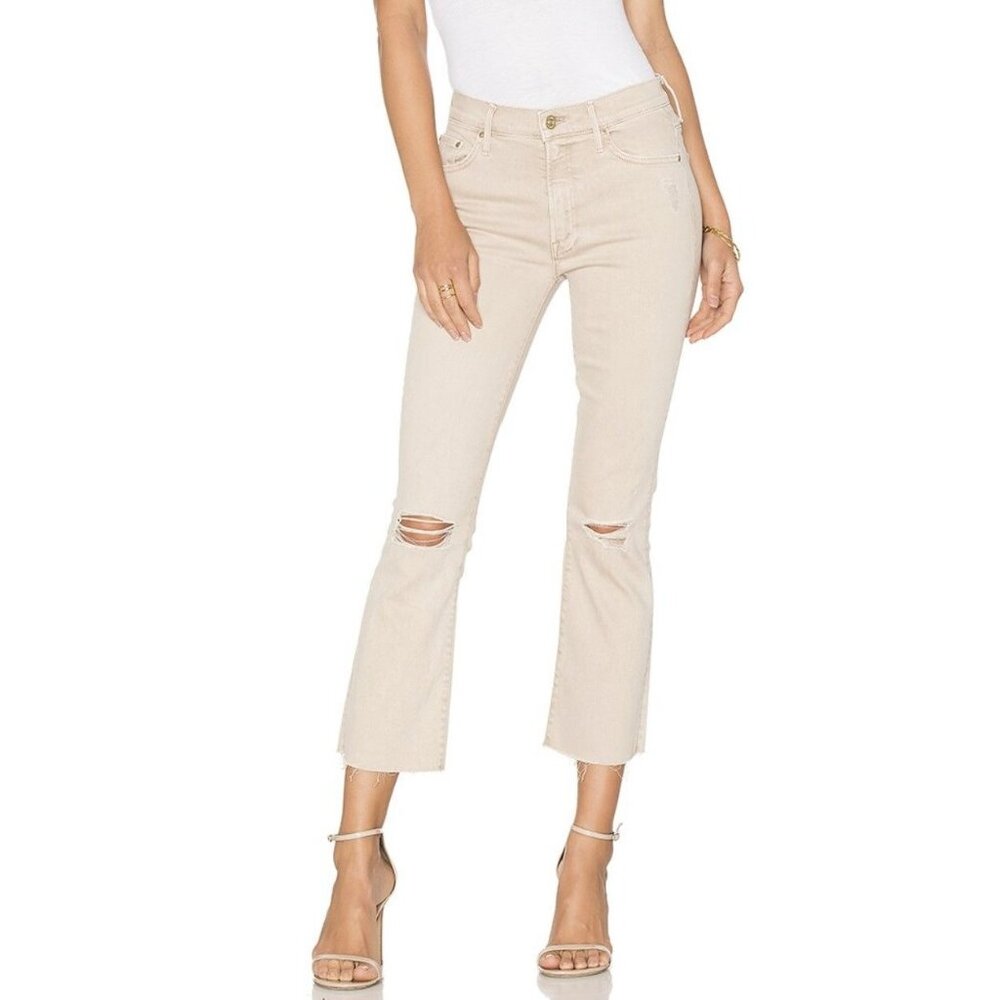 Mother Denim Insider Crop Step Fray Jeans in Blow by Blow Size 27